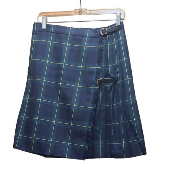 WOOLMARK Dresses & Skirts - Vintage Wool mark Green Tartan Wool Plaid Skirt Women's Size 30 Double Buckle